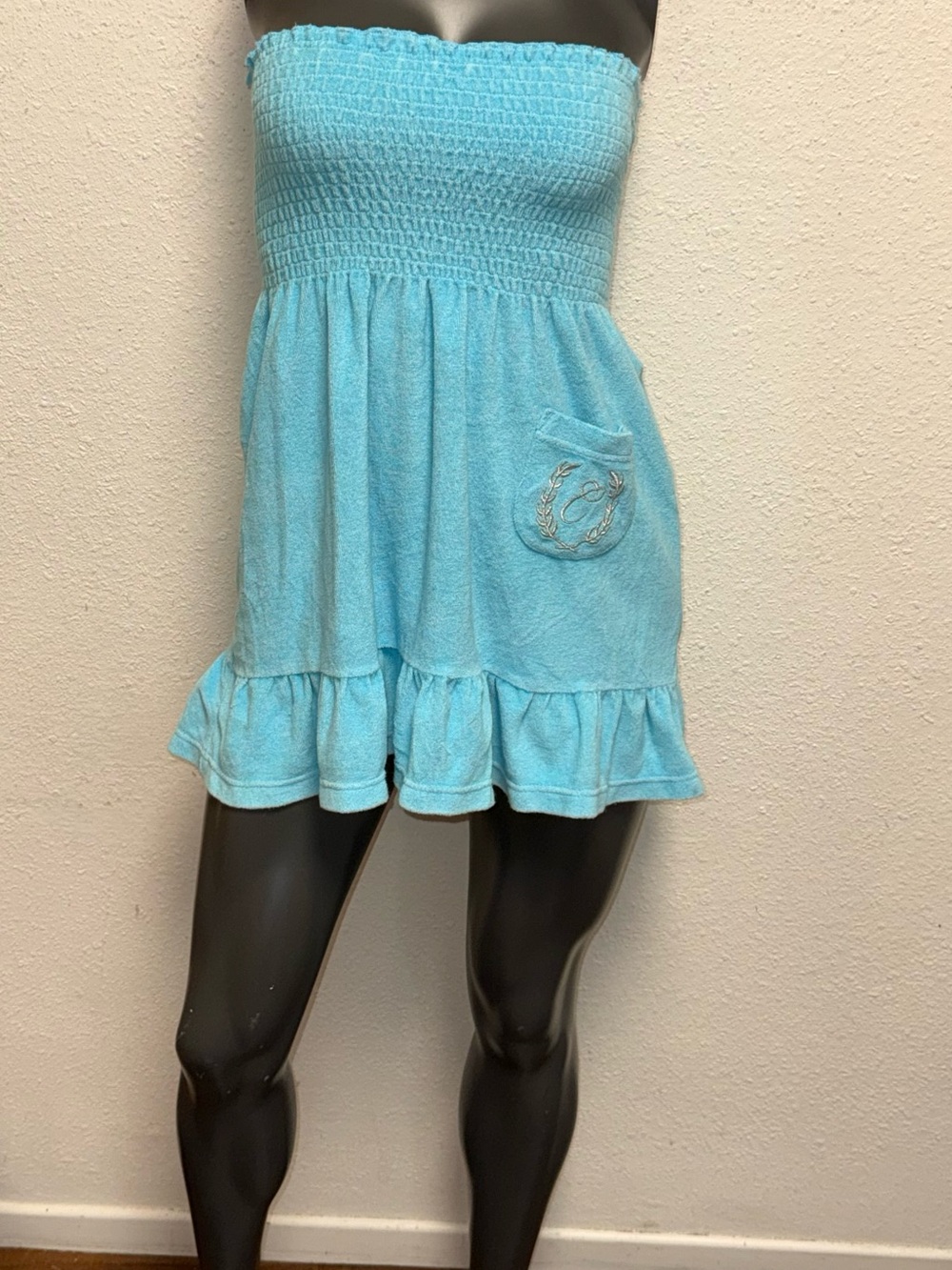 Light Blue Strapless Ruffle Mini dress